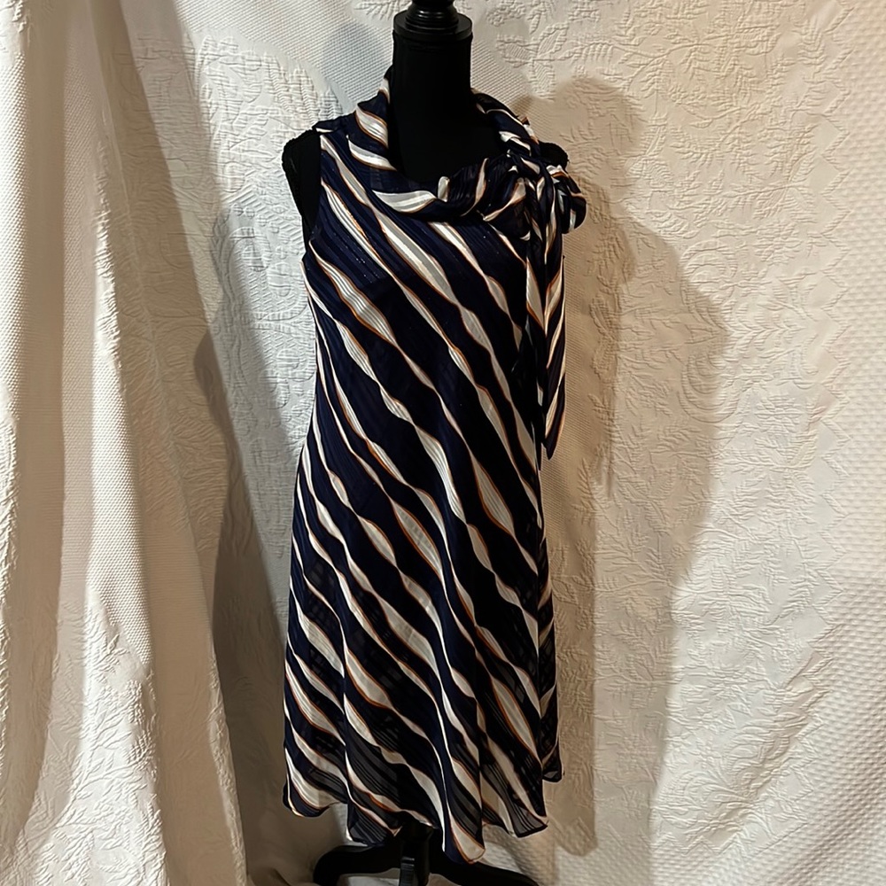 Signature by Robbie Bee navy/rust sleeveless dress, size 12, NWT - Picture 1 of 16